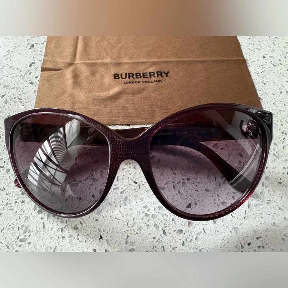 BURBERRY Plum Cat Eye Sunglasses - Picture 3 of 12